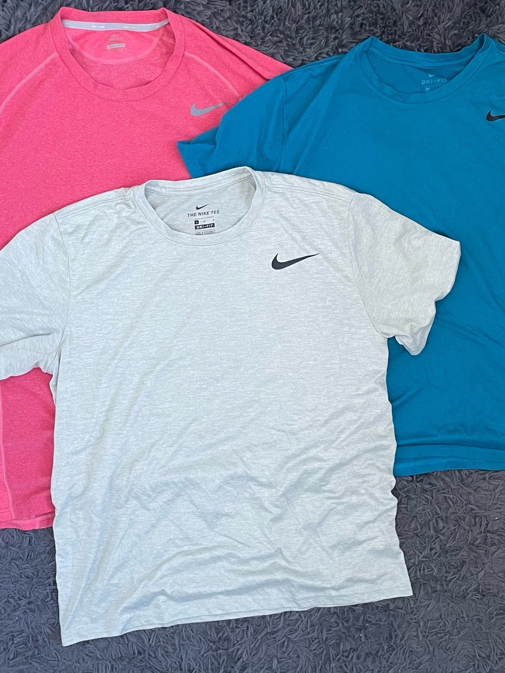Men Size Large Nike Dri-Fit T-shirts Bundle Lot Red Blue Gray Running Workout